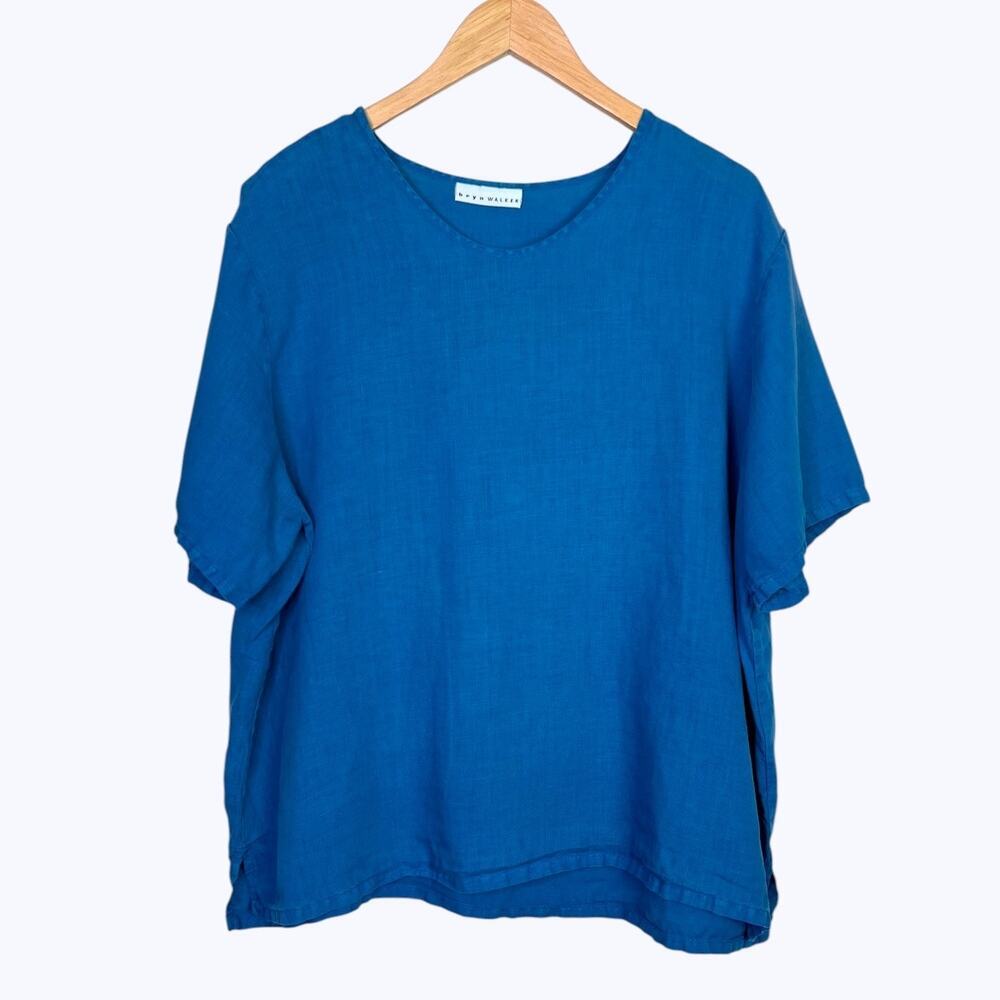 Bryn Walker Light Linen Tunic Top Boxy Relaxed Casual In Turquoise Women's Large